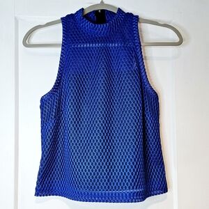 Sachin & Babi NOIR Blue Mesh High Neck Top